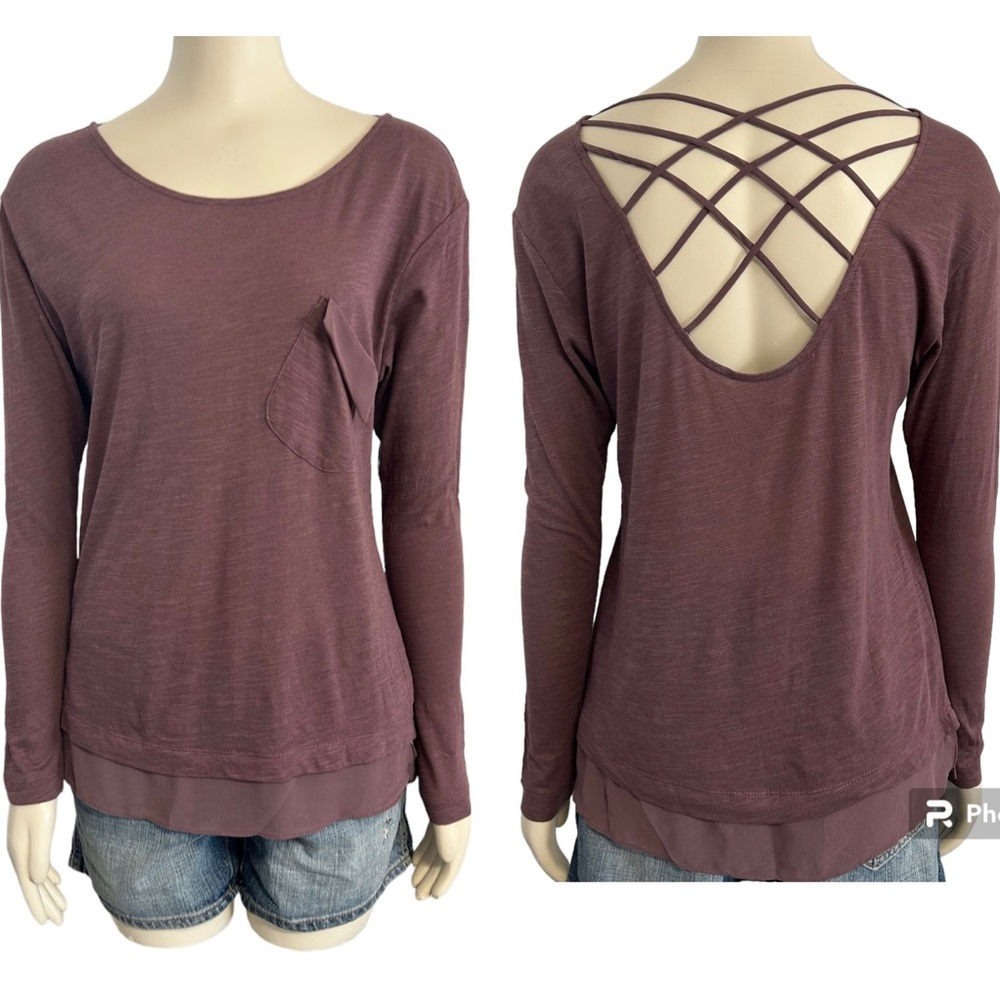 Three‎ Paper Dolls Strappy Back Long Sleeve Top Womens Medium